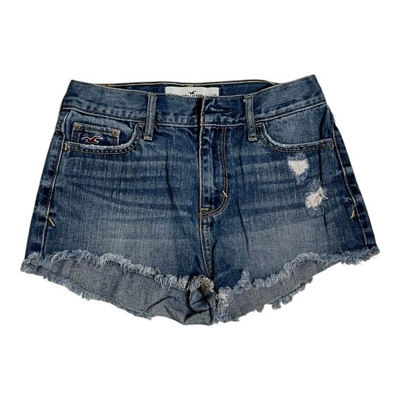 Hollister Jean Shorts Denim Festival Summer Beach Casual Cut Off 1 25 Distressed - Picture 1 of 4